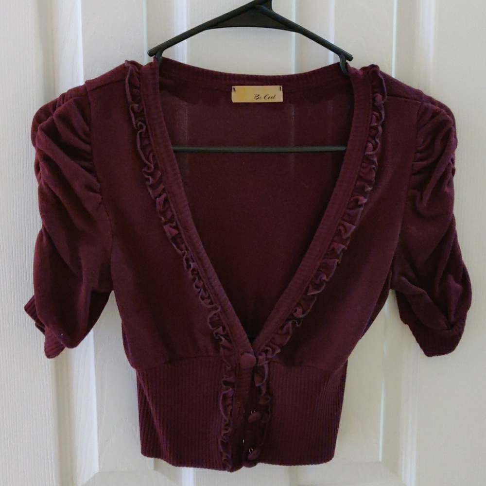 Burgundy crop sweater